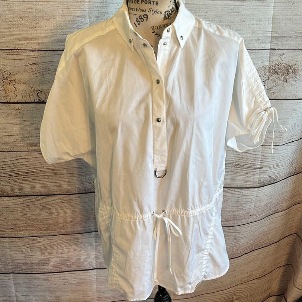 Jason Wu Gray Top Short Sleeves Drawstring Half B… - image 4